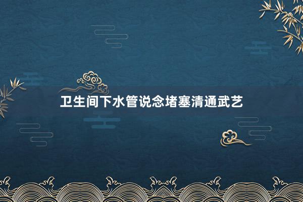 卫生间下水管说念堵塞清通武艺